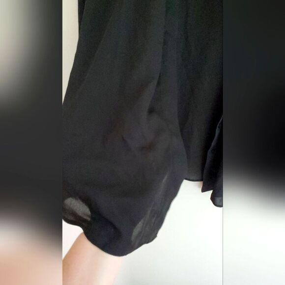 ASOS NWT Curve sheer black button up collard long sleeve blouse size US 14 - Picture 3 of 6